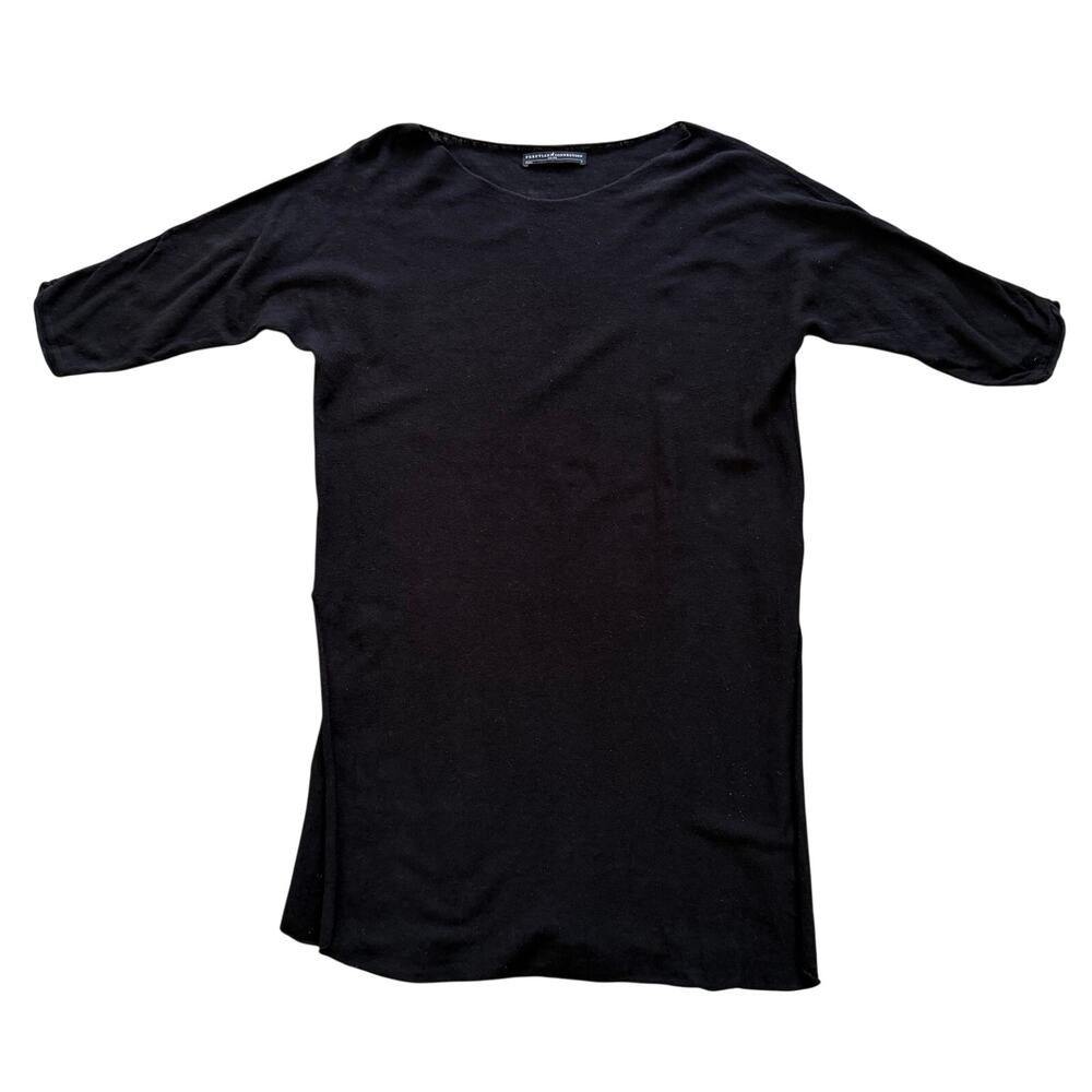 Peruvian Connection Pima Cotton Linen Blend Black Tunic Top Fine-weave Small